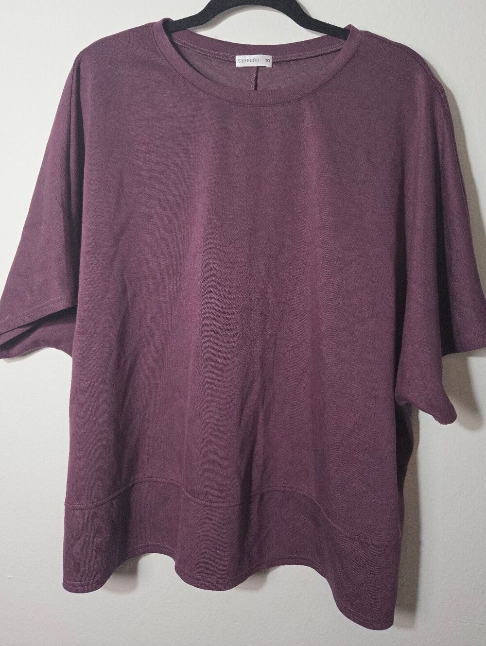 XIEERDUO Women's 2XL Purple Short Sleeve Top with Round Neck